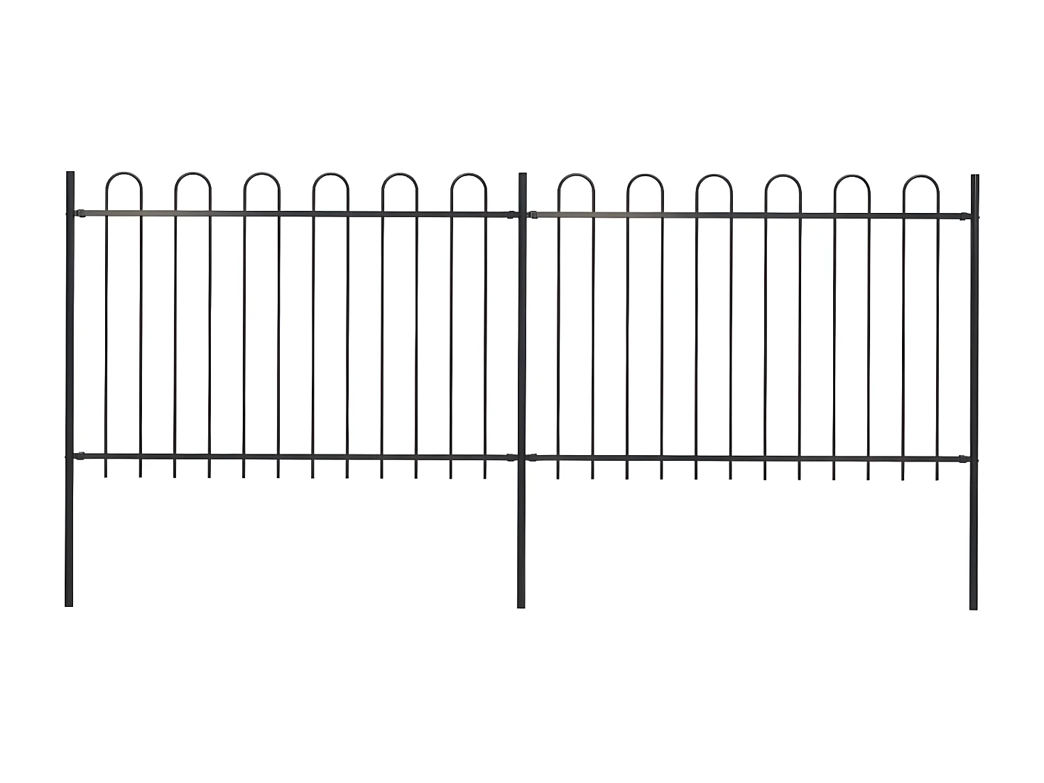 Clôture de jardin avec dessus en cerceau Acier 3,4 x 1,2 m Noir