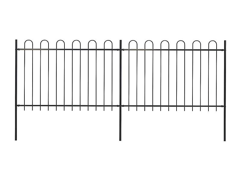 Clôture de jardin avec dessus en cerceau Acier 3,4 x 1,2 m Noir