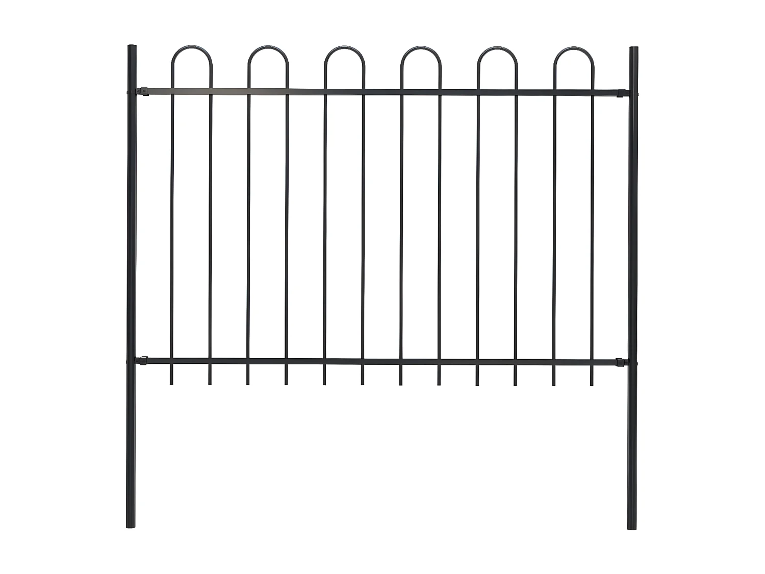 Clôture de jardin avec dessus en cerceau Acier 1,7 m Noir 5