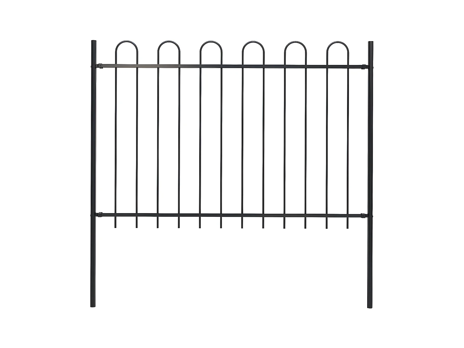 Clôture de jardin avec dessus en cerceau Acier 1,7 m Noir 5
