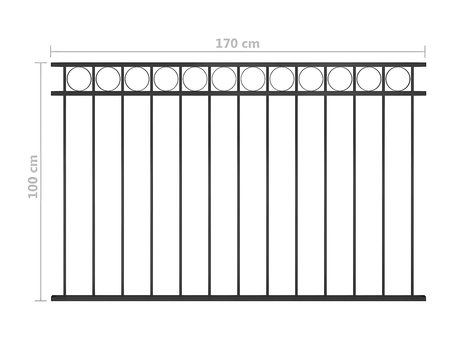 Panneau de clôture Acier 1,7x1 m Noir