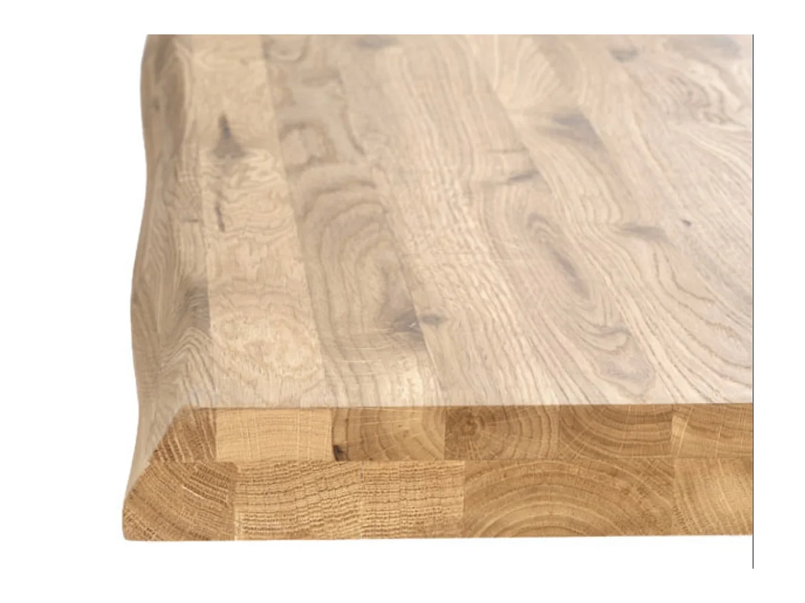 Table à manger industrielle Lany – Chêne massif et pieds métalliques-Couleur Naturel/Blanc-Largeur 140 cm