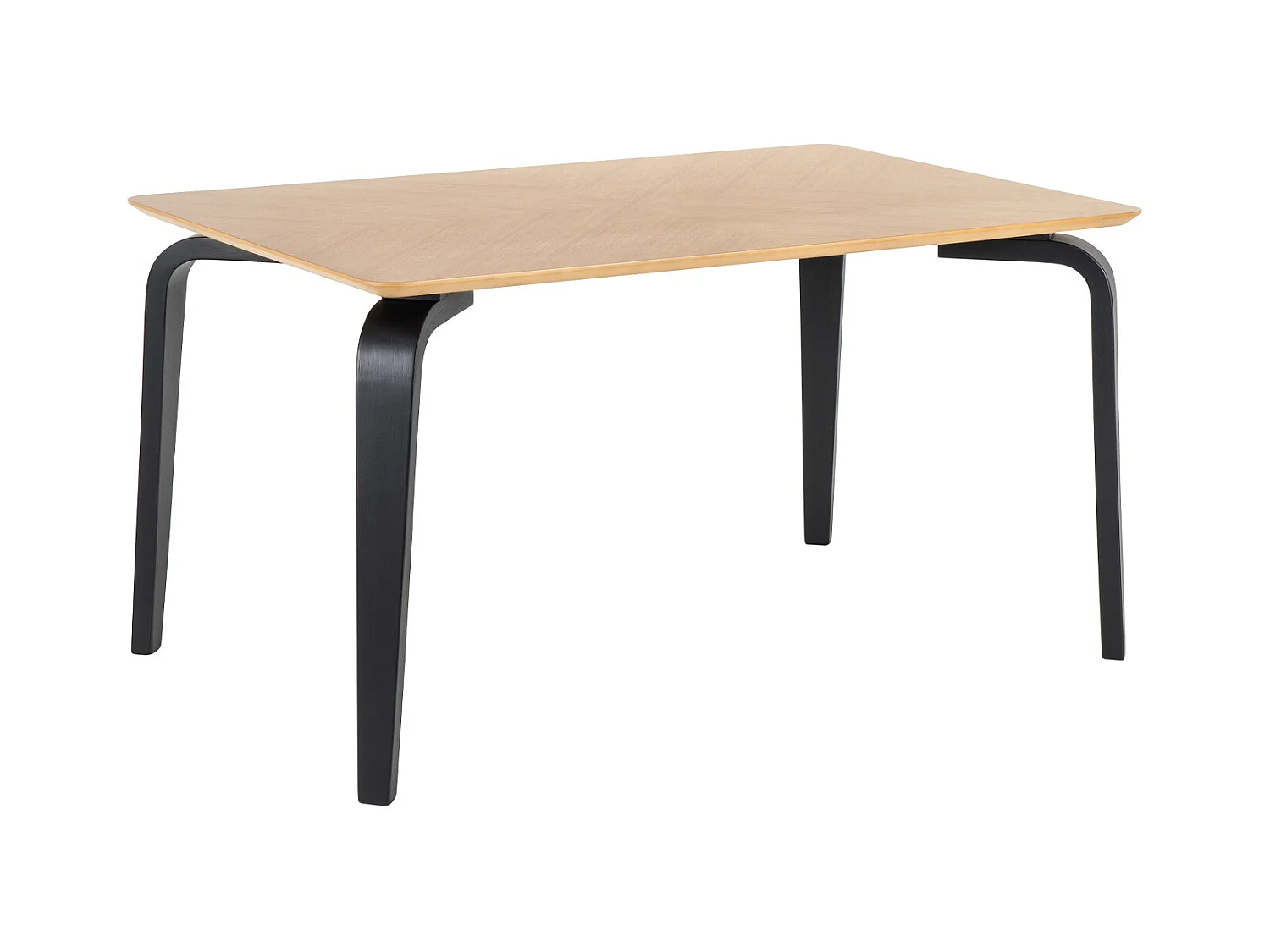 Table rectangulaire Spinak en chêne clair et pieds laqués – Sobriété et élégance naturelle-Couleur Naturel/Noir
