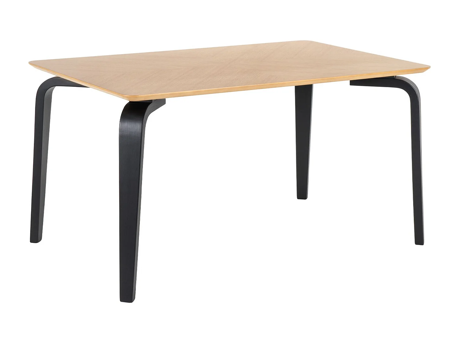 Table rectangulaire Spinak en chêne clair et pieds laqués – Sobriété et élégance naturelle-Couleur Naturel/Noir