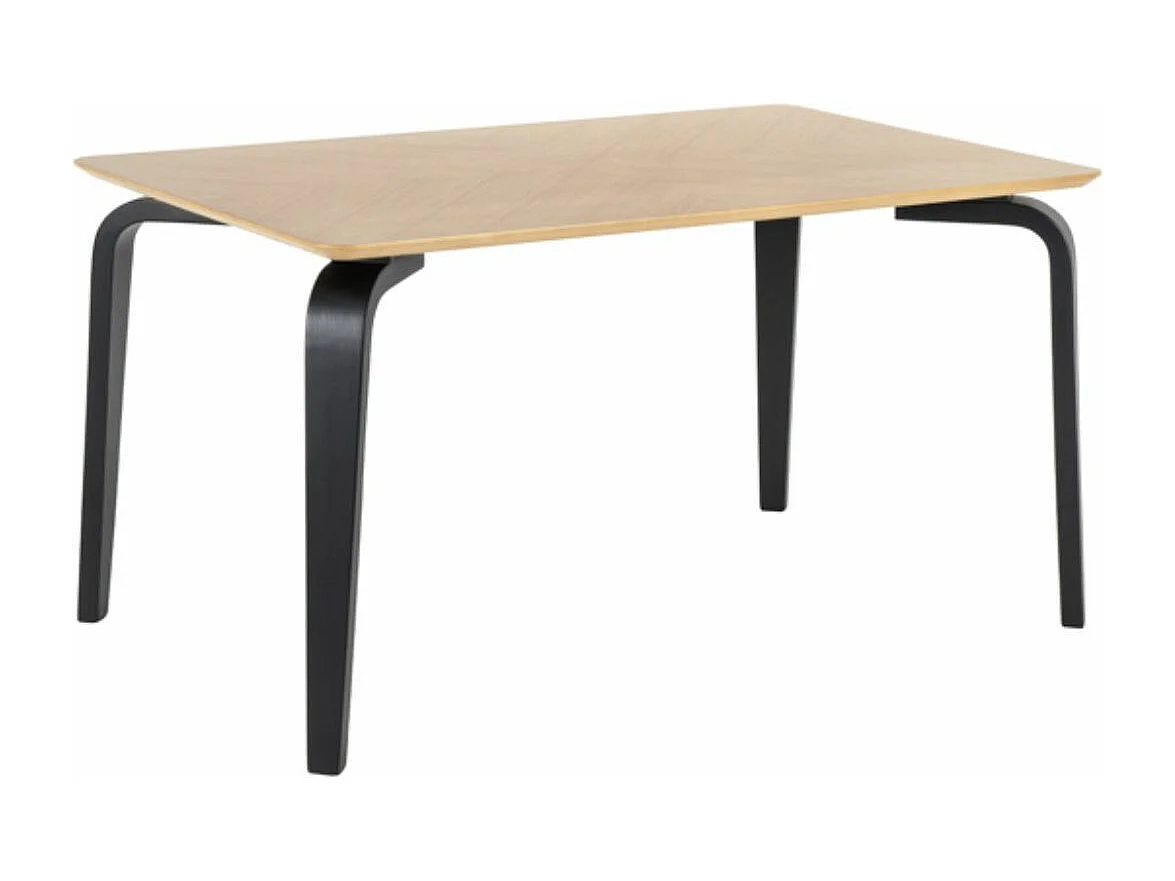 Table rectangulaire Spinak en chêne clair et pieds laqués – Sobriété et élégance naturelle-Couleur Naturel/Noir