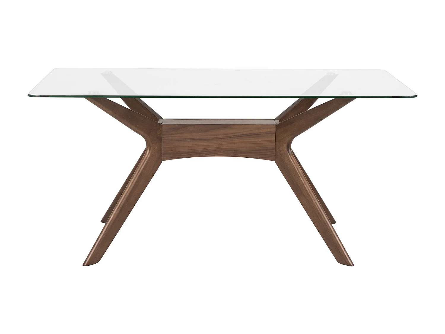 Table à manger verre trempé et bois d'hévéa finition noyer Noky-Largeur 140 cm