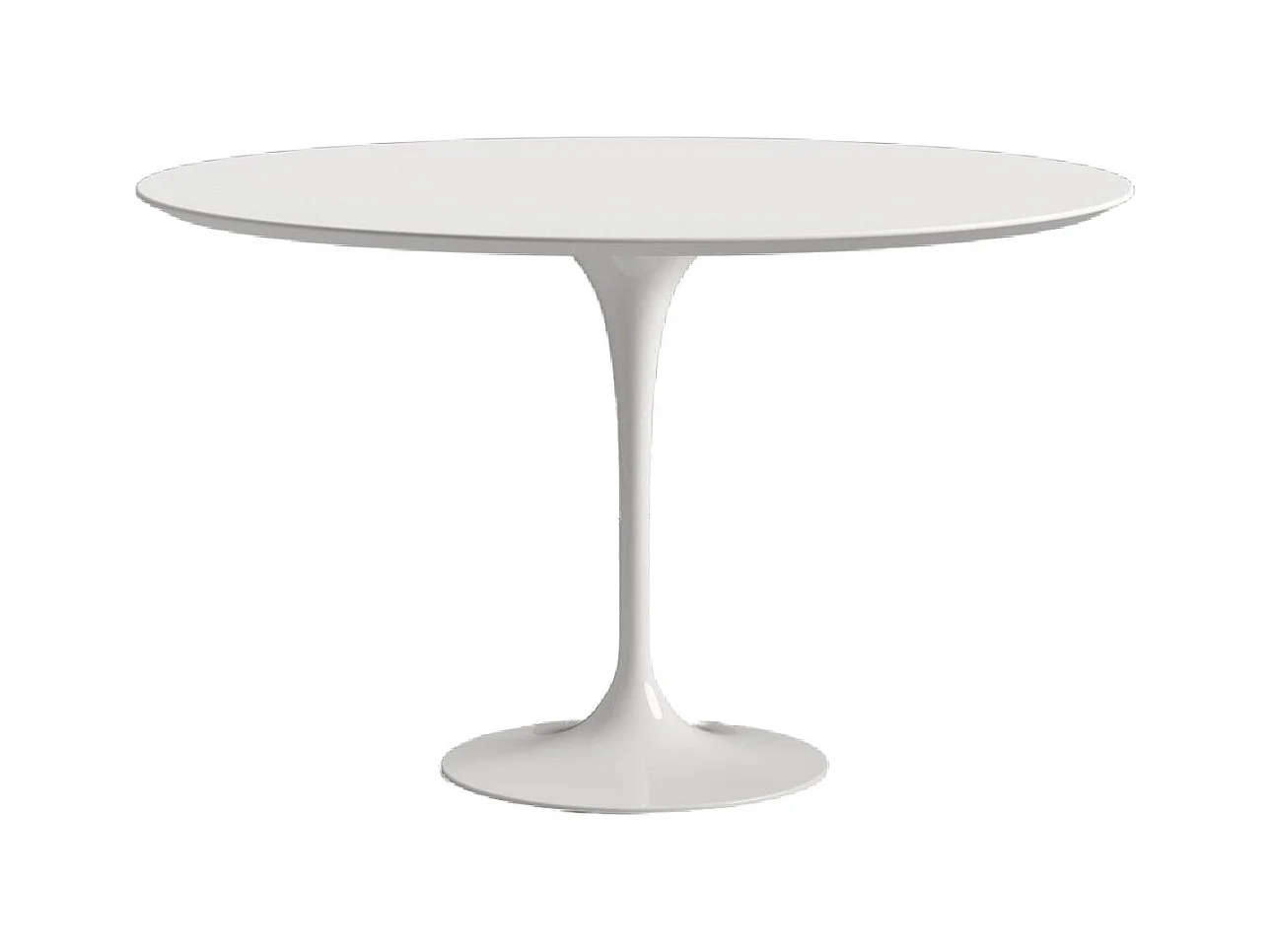 Table tulipe ronde-Plateau Noir mat-Diamètre 110 cm-Piètement Blanc mat