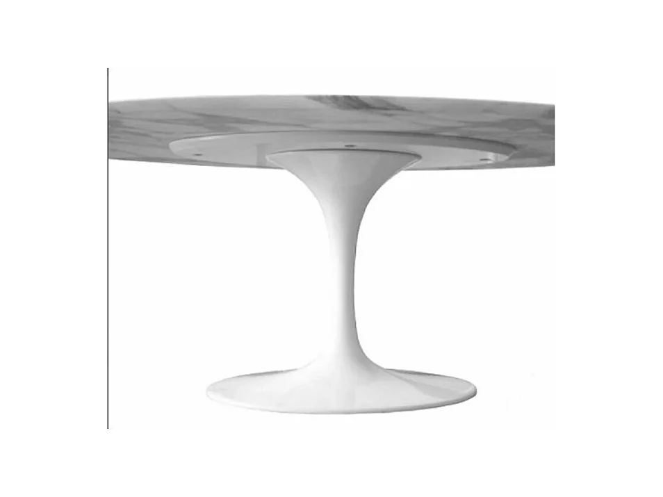 Table tulipe ronde-Plateau Noir mat-Diamètre 110 cm-Piètement Blanc mat