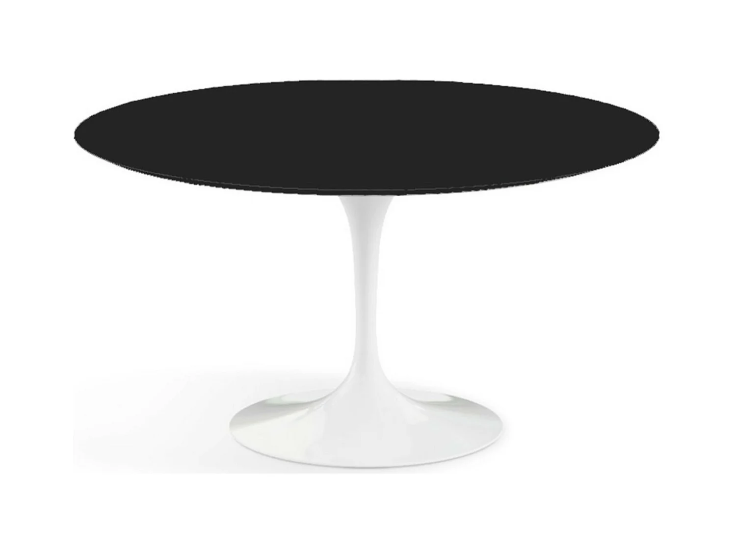 Table tulipe ronde-Plateau Noir mat-Diamètre 110 cm-Piètement Blanc mat