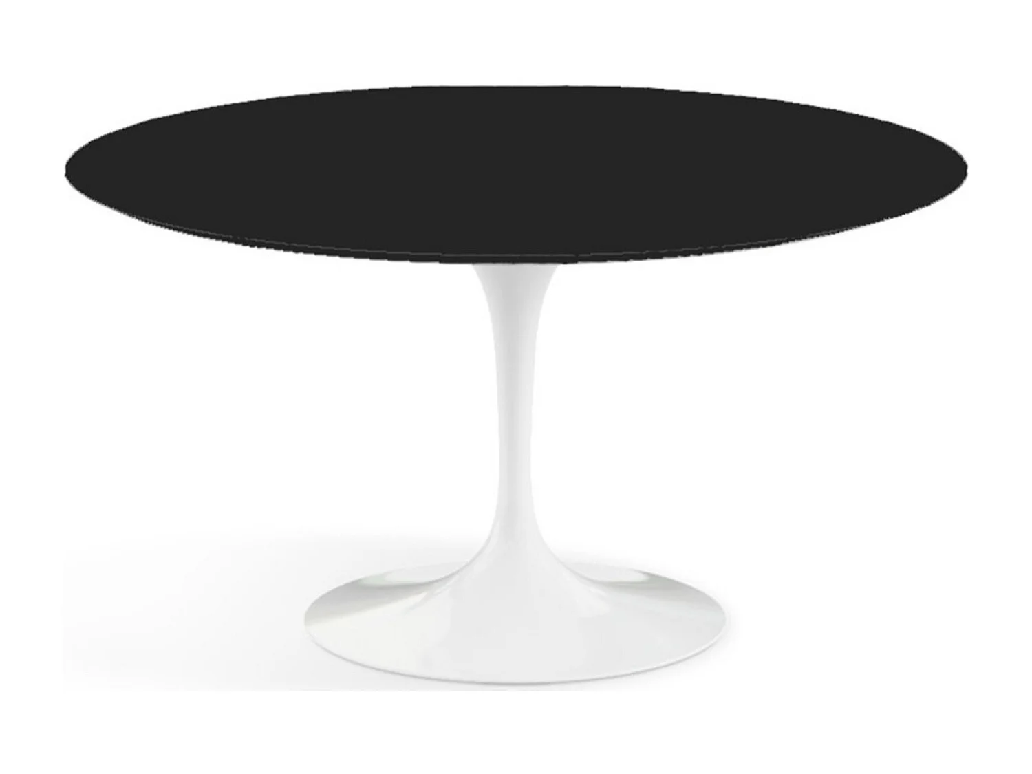 Table tulipe ronde-Plateau Noir mat-Diamètre 170 cm-Piètement Blanc brillant