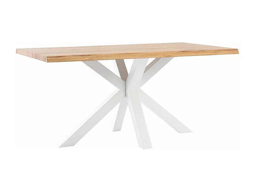 Table à Manger industrielle Kunia – Chêne clair et pieds en métal noir-Couleur Naturel/Blanc-Largeur 180 cm