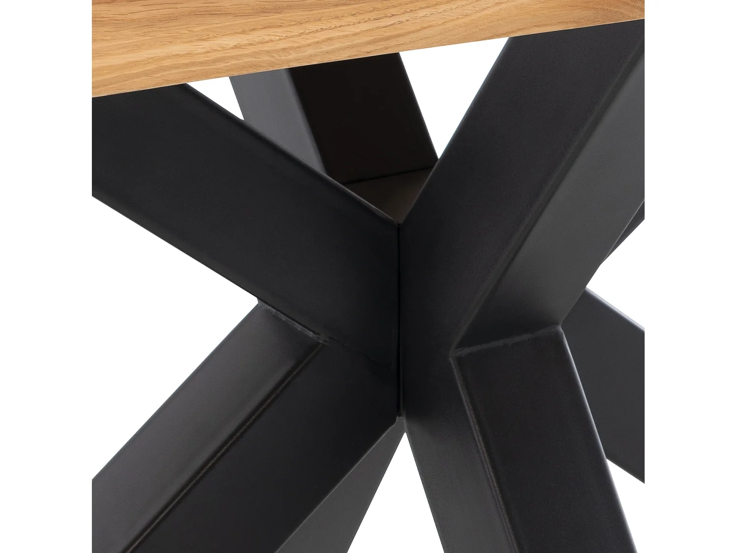 Table à Manger industrielle Kunia – Chêne clair et pieds en métal noir-Couleur Naturel/Blanc-Largeur 180 cm