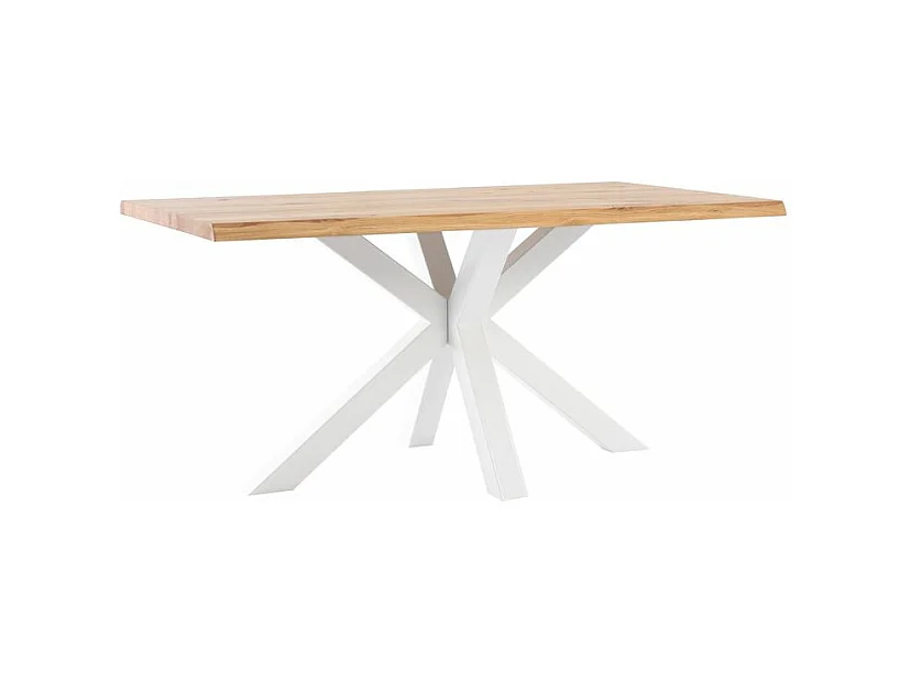 Table à Manger industrielle Kunia – Chêne clair et pieds en métal noir-Couleur Naturel/Blanc-Largeur 180 cm