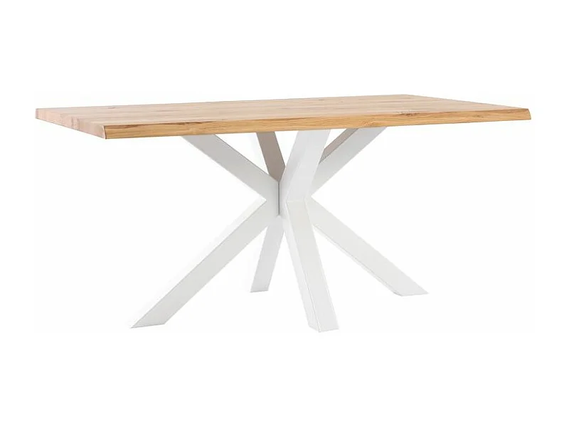 Table à Manger industrielle Kunia – Chêne clair et pieds en métal noir-Couleur Naturel/Blanc-Largeur 180 cm