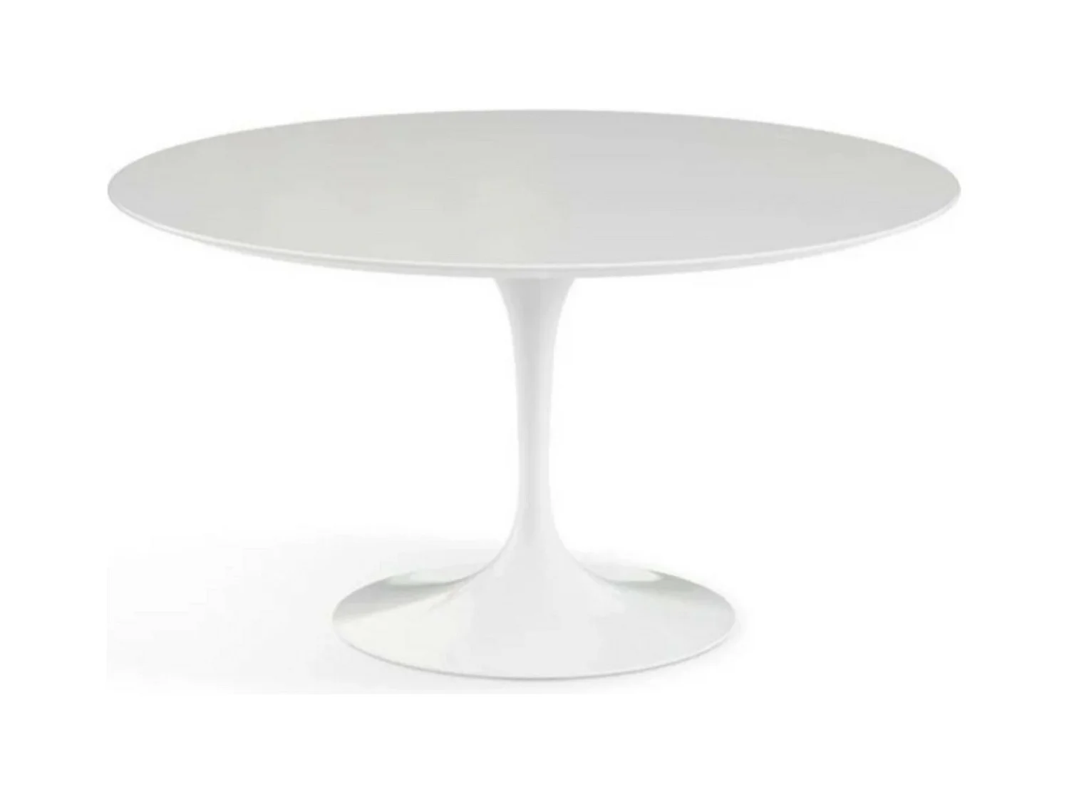 Table tulipe ronde-Plateau Blanc mat-Diamètre 160 cm-Piètement Blanc brillant