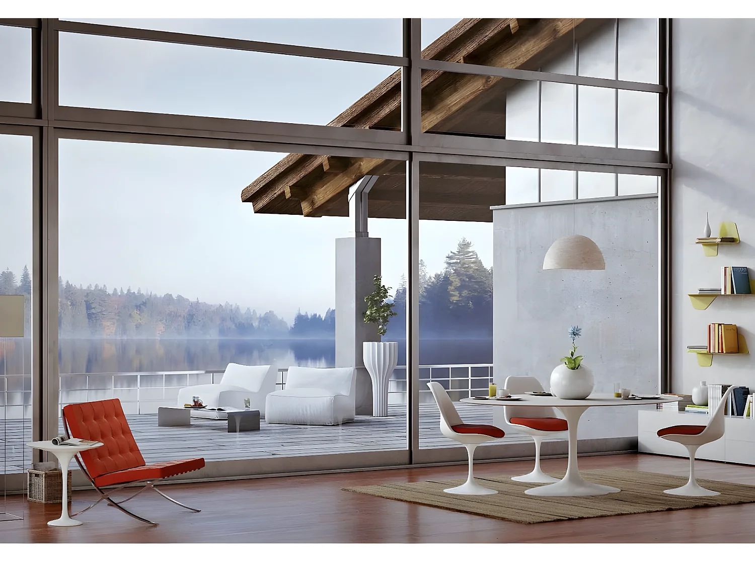 Table tulipe ronde-Plateau Noir mat-Diamètre 150 cm-Piètement Noir brillant