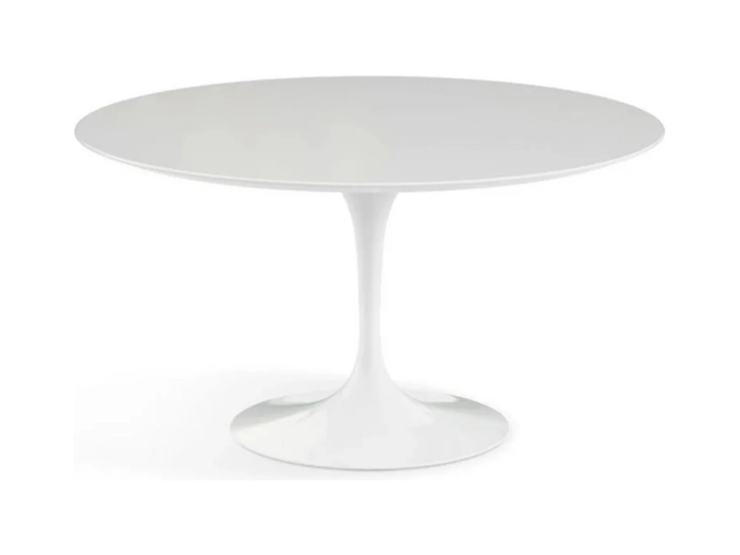 Table tulipe ronde-Plateau Blanc mat-Diamètre 130 cm-Piètement Blanc mat
