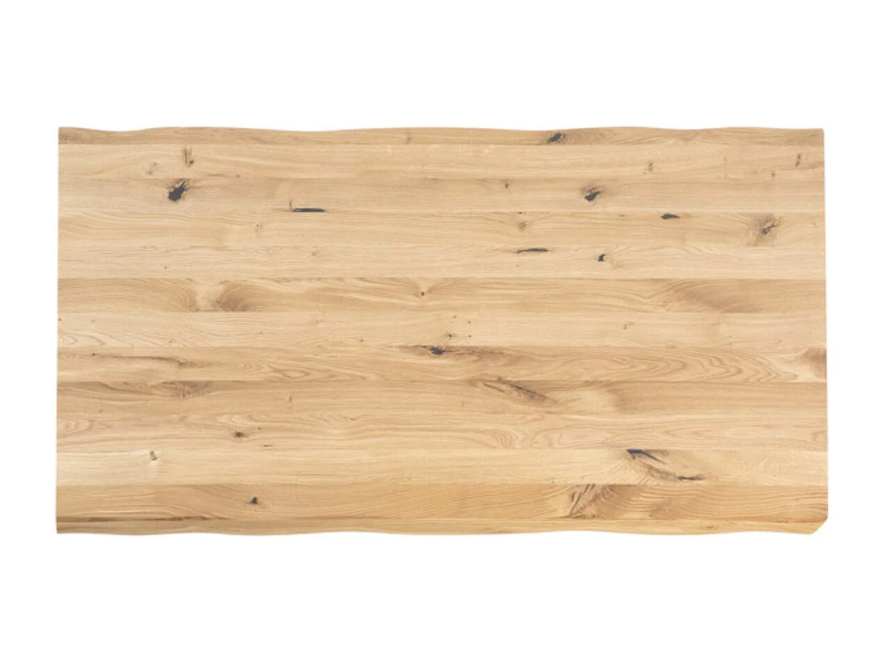 Table à manger industrielle Lany – Chêne massif et pieds métalliques-Couleur Naturel/Blanc-Largeur 160 cm