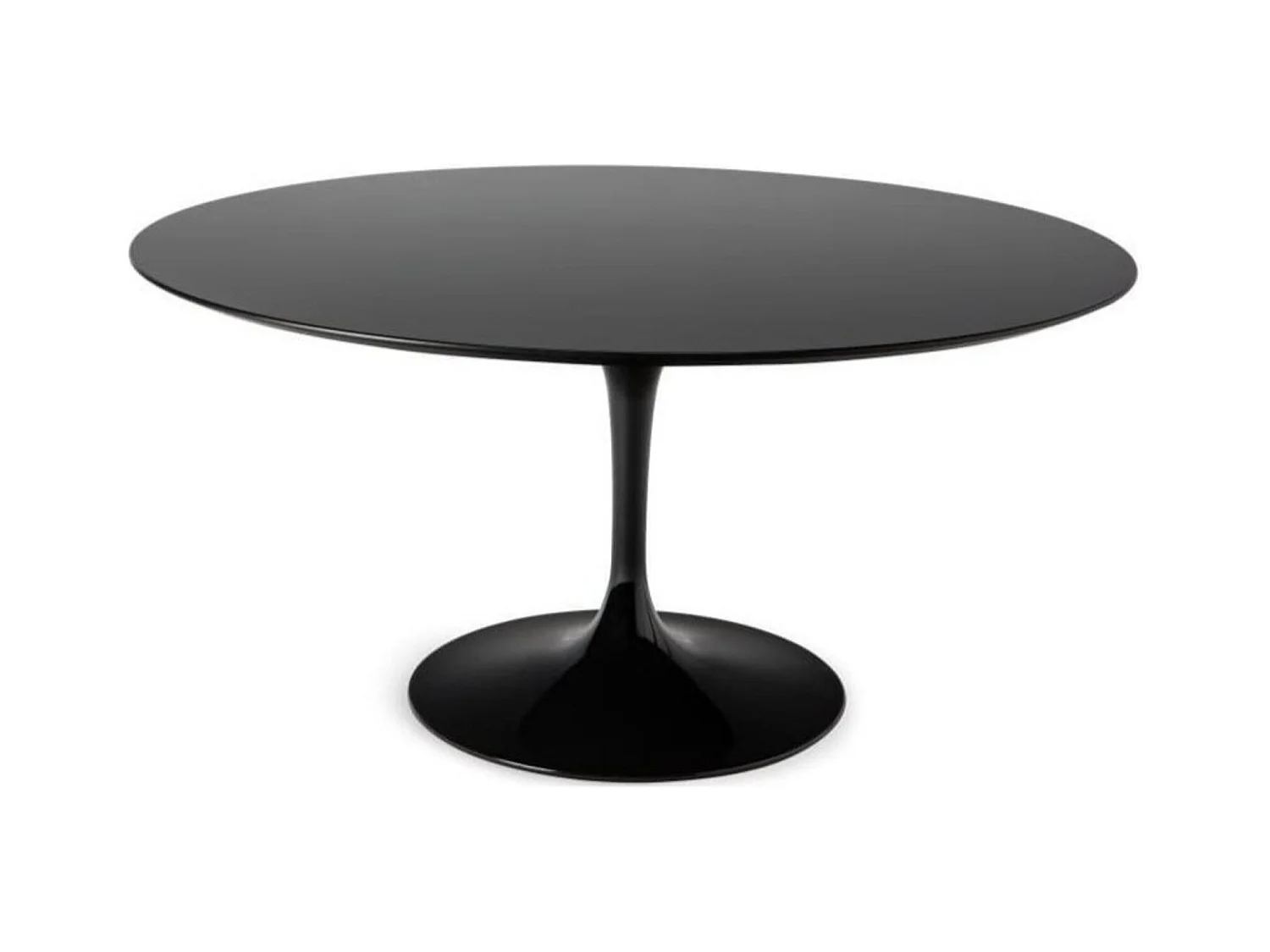 Table tulipe ronde-Plateau Noir mat-Diamètre 160 cm-Piètement Noir mat