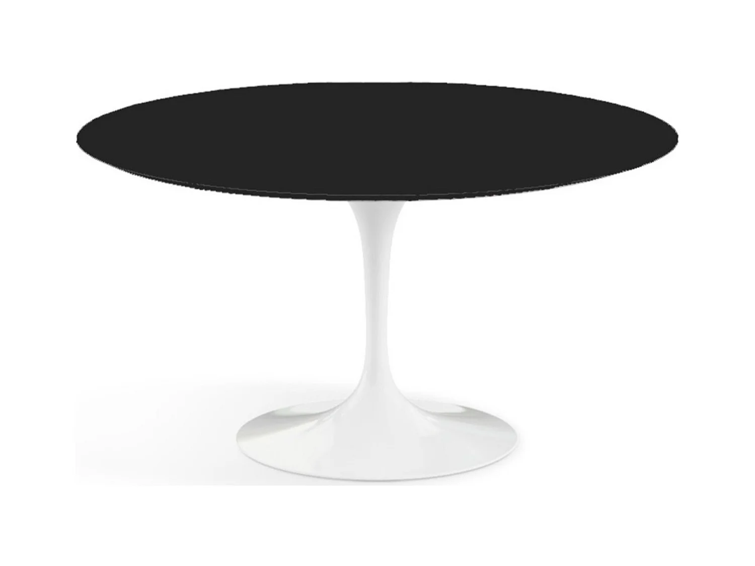 Table tulipe ronde-Plateau Noir mat-Diamètre 160 cm-Piètement Blanc brillant