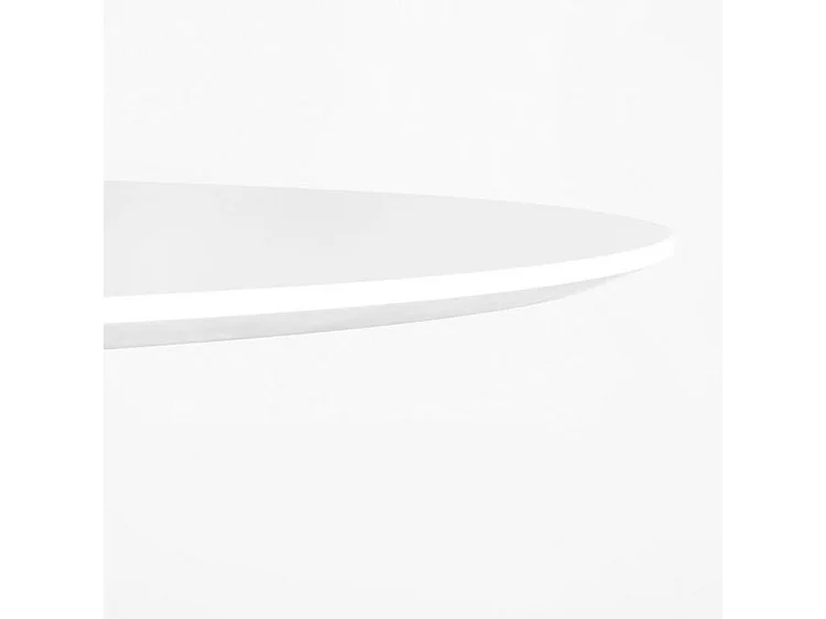 Table tulipe ronde-Plateau Noir mat-Diamètre 130 cm-Piètement Blanc brillant