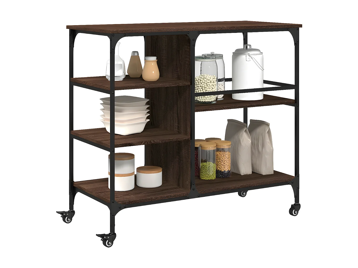 Chariot de cuisine chêne marron 100x45x89,5 bois d'ingénierie