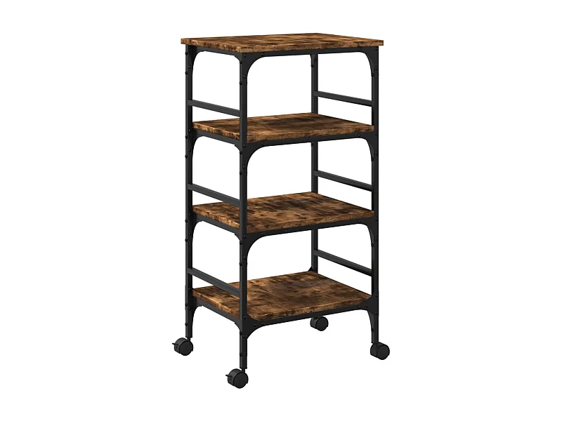 Chariot de cuisine chêne fumé 45x35x89,5 bois d'ingénierie