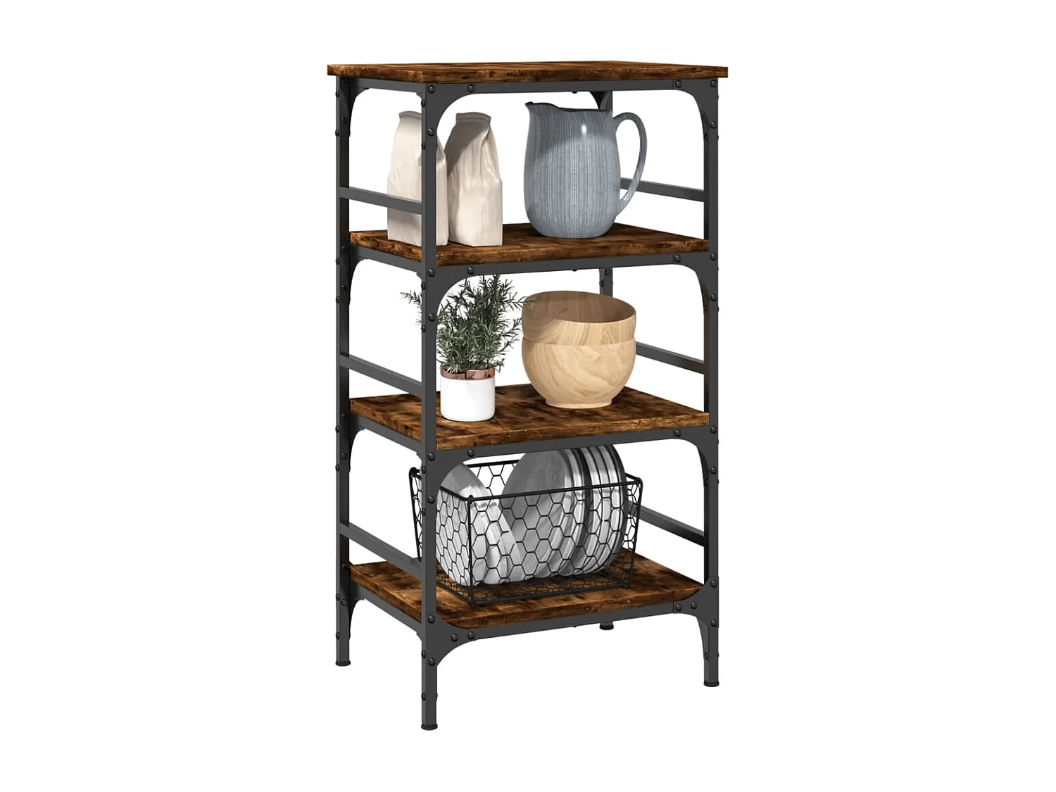 Chariot de cuisine chêne fumé 45x35x89,5 bois d'ingénierie