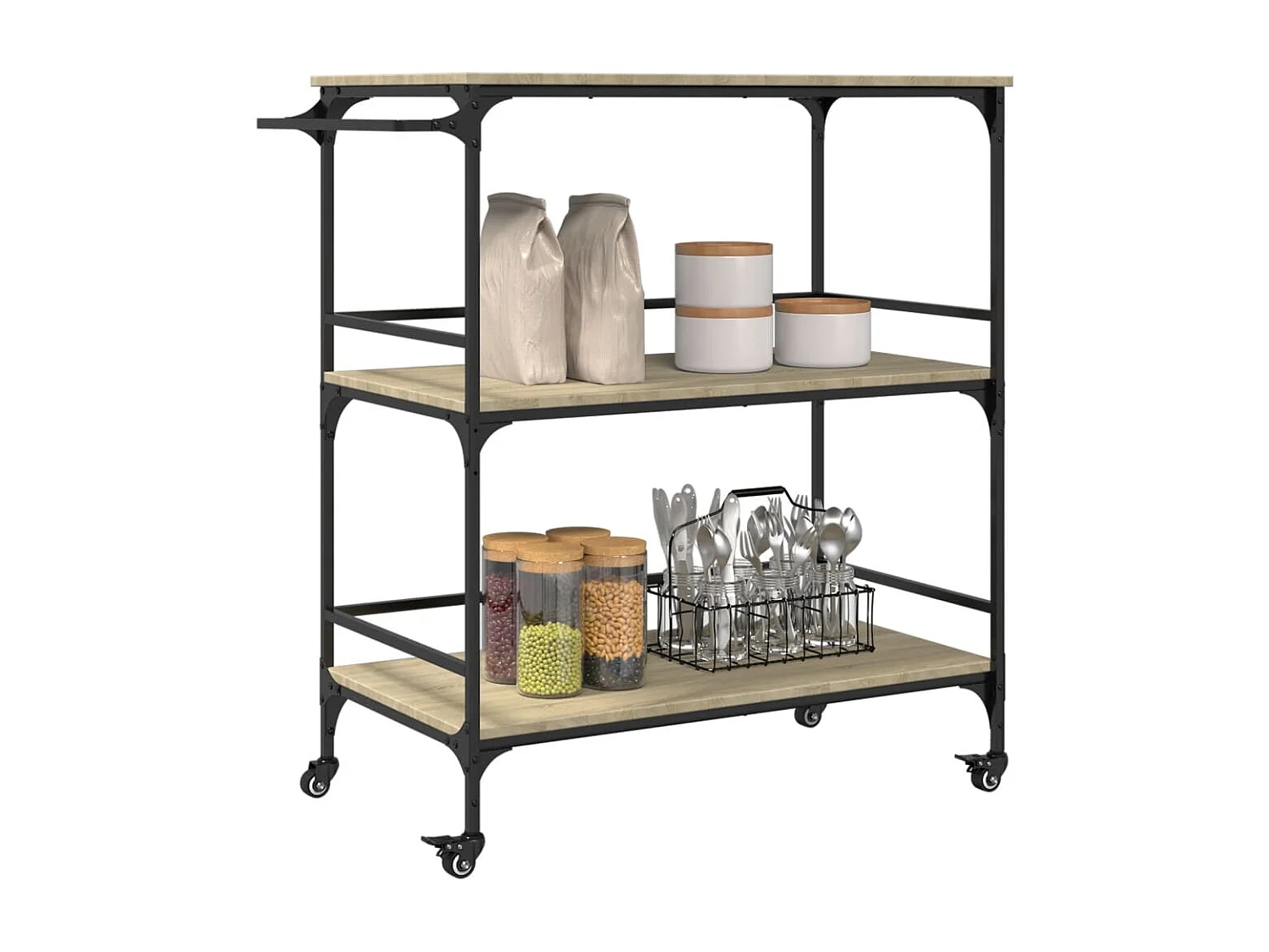 Chariot cuisine chêne sonoma 100,5x50x105 bois d'ingénierie