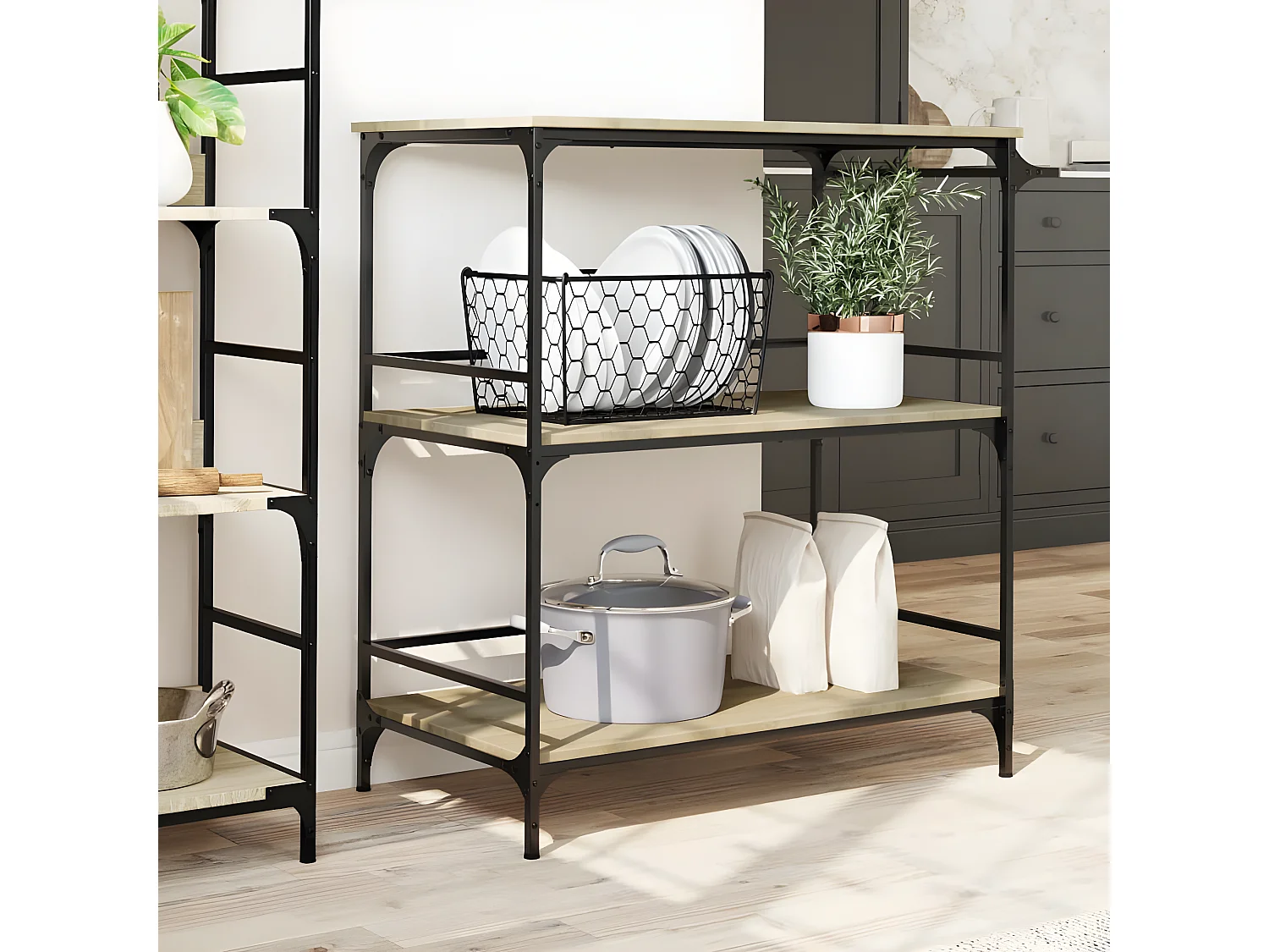 Chariot cuisine chêne sonoma 100,5x50x105 bois d'ingénierie