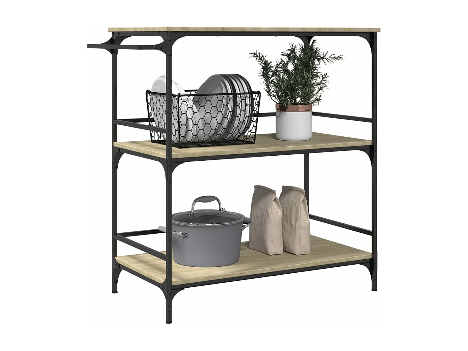 Chariot cuisine chêne sonoma 100,5x50x105 bois d'ingénierie