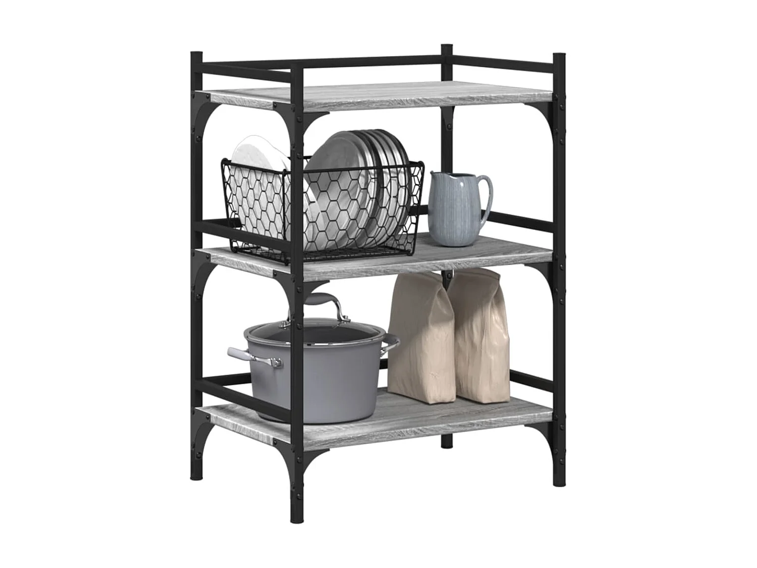 Chariot de cuisine sonoma gris 50x35x75,5 bois d'ingénierie