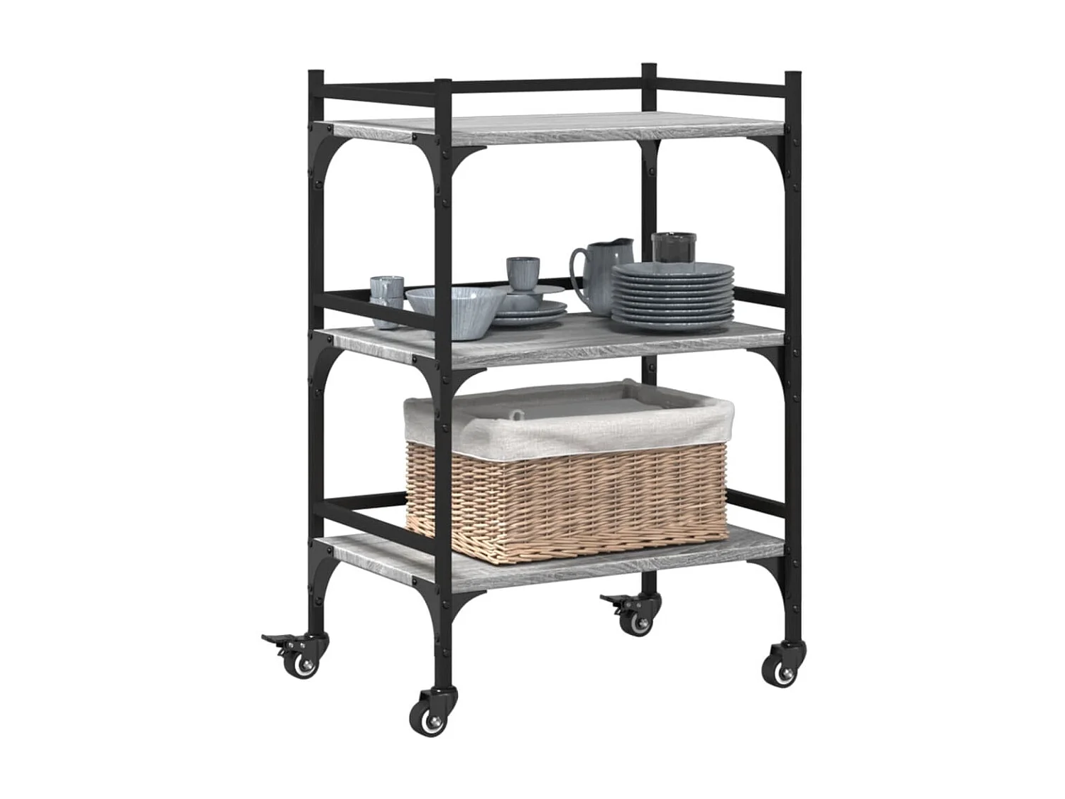 Chariot de cuisine sonoma gris 50x35x75,5 bois d'ingénierie