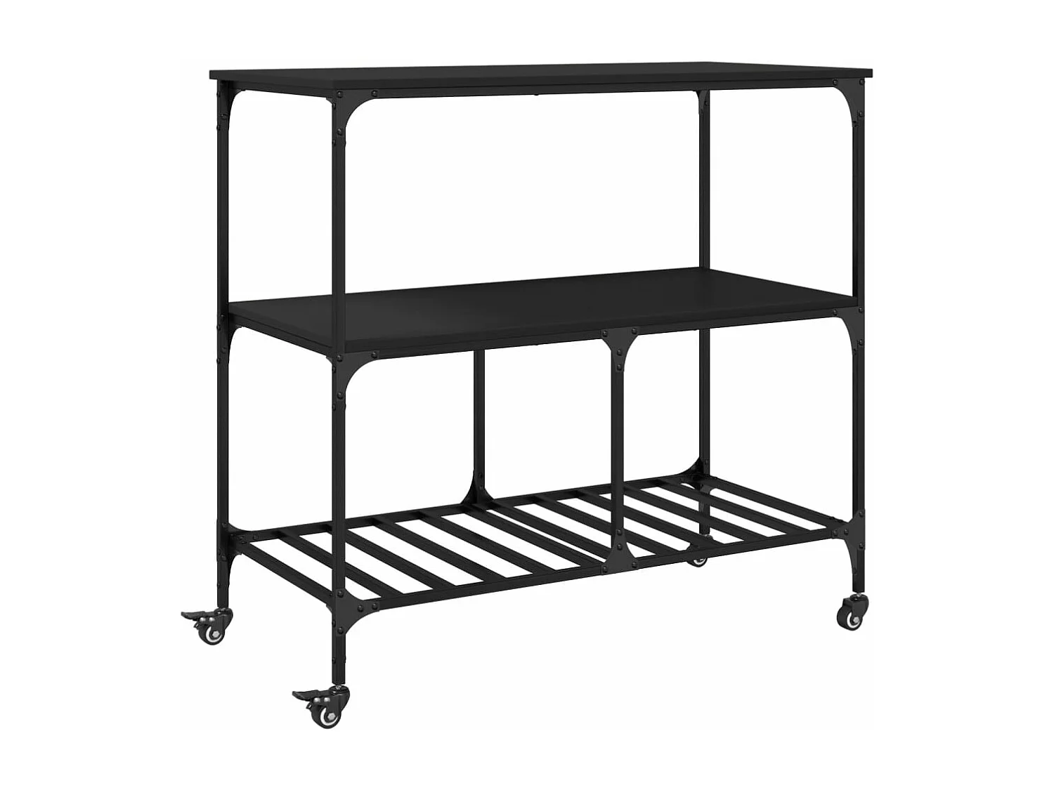 Chariot de cuisine noir 100x50x95 bois d'ingénierie