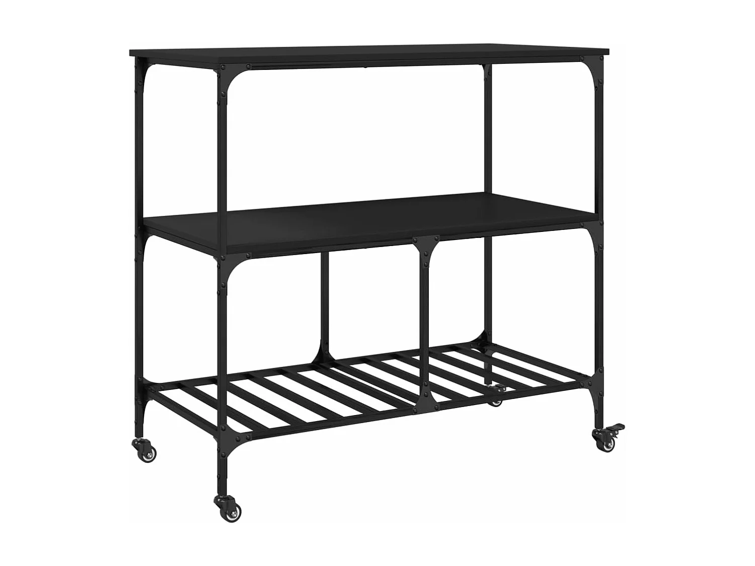 Chariot de cuisine noir 100x50x95 bois d'ingénierie