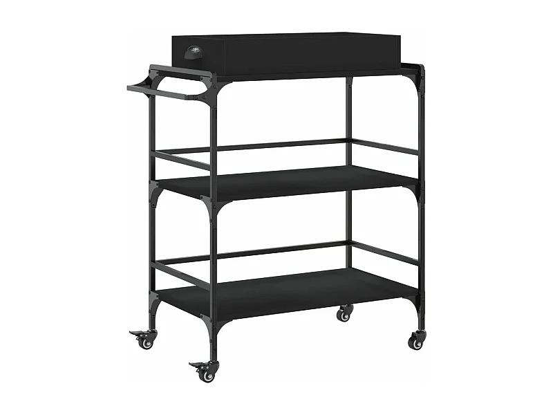 Chariot de cuisine noir 81,5x41x92,5 bois d'ingénierie