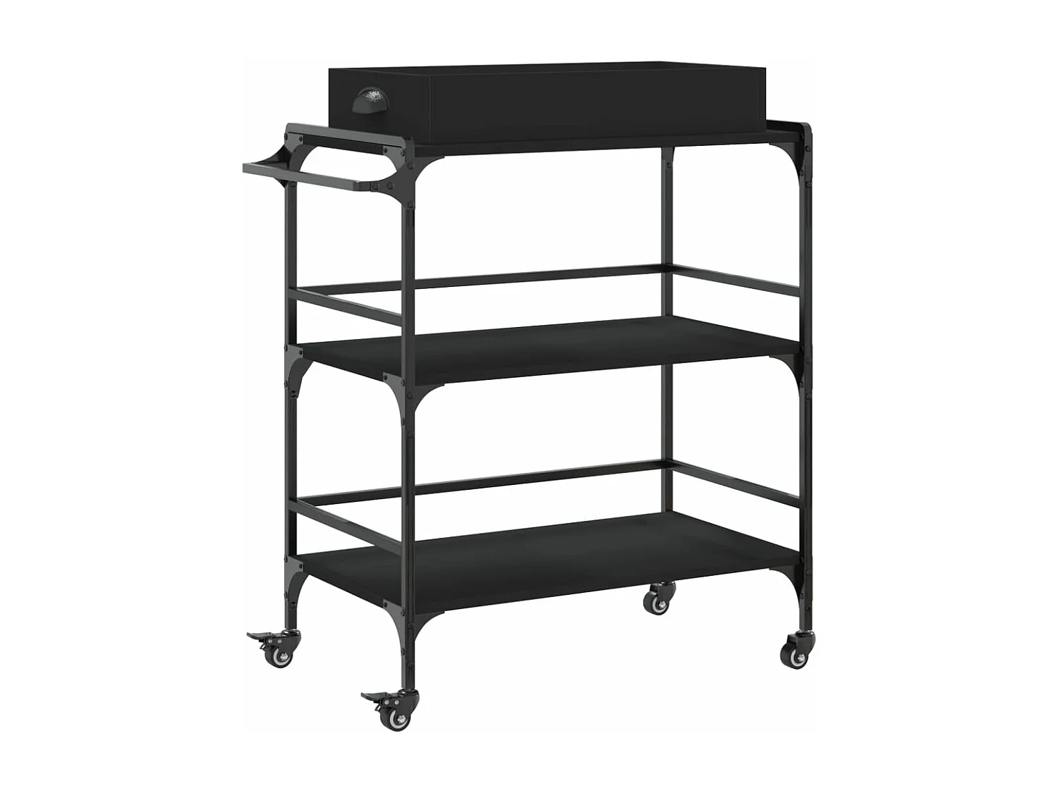 Chariot de cuisine noir 81,5x41x92,5 bois d'ingénierie