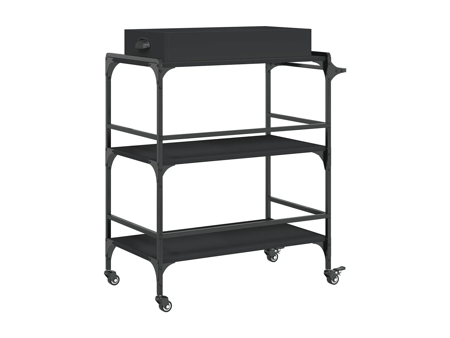 Chariot de cuisine noir 81,5x41x92,5 bois d'ingénierie