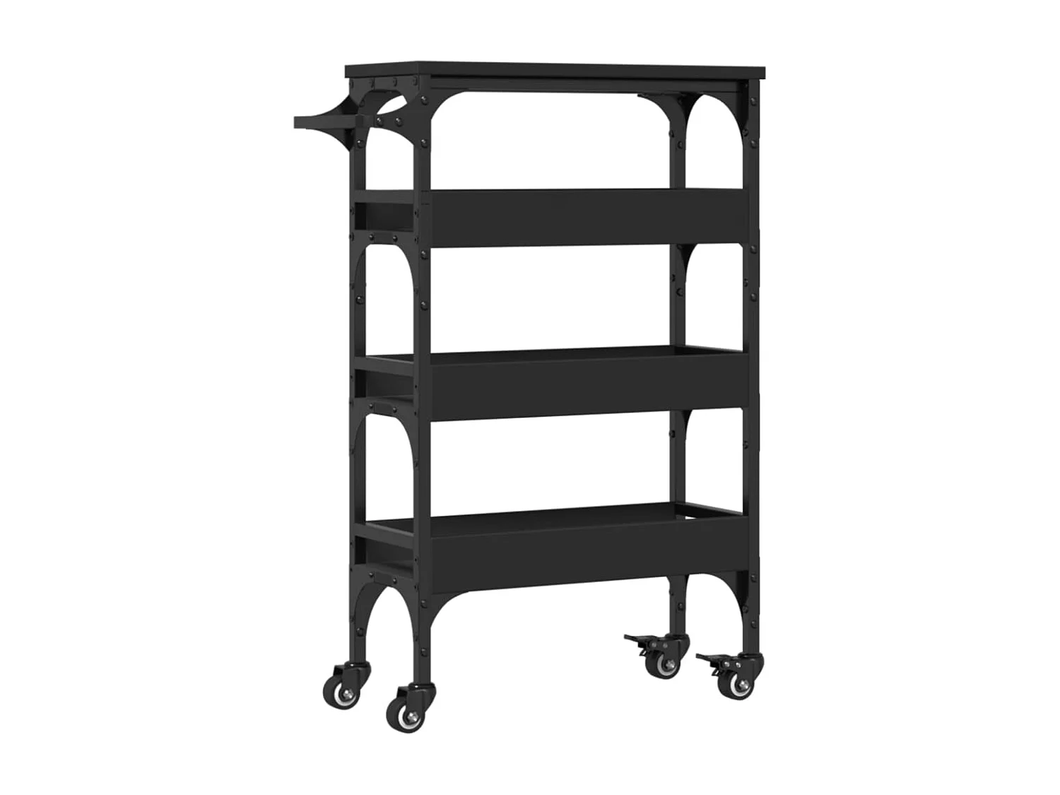 Chariot de cuisine noir 53x20x76 bois d'ingénierie