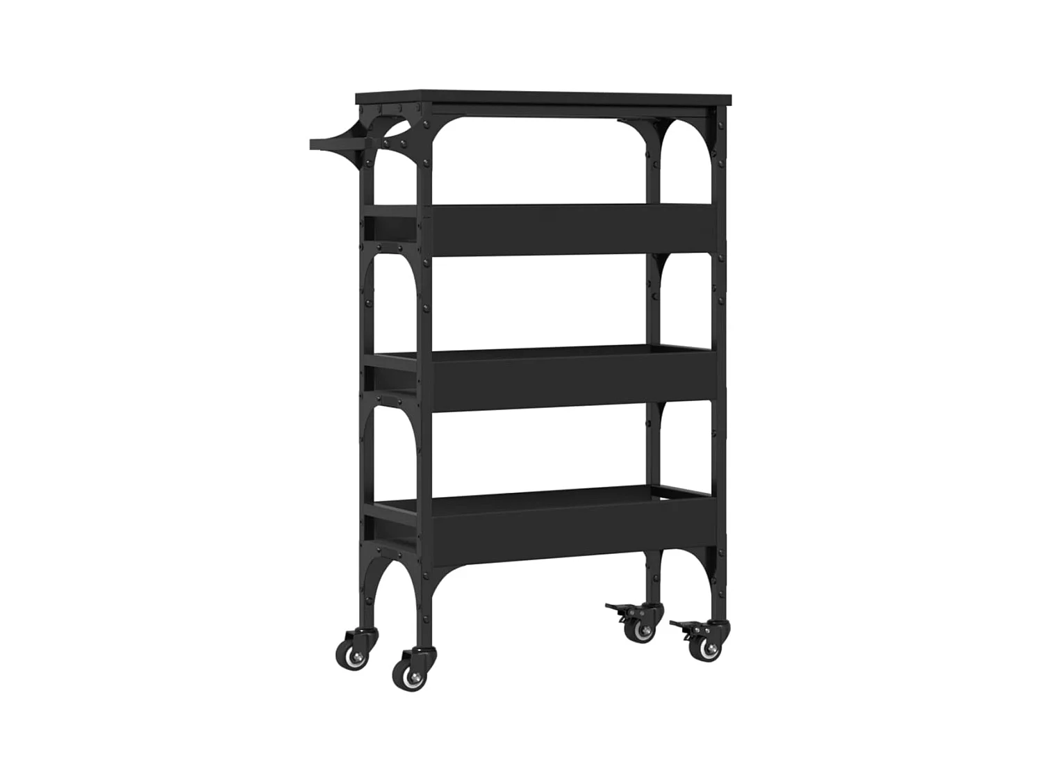 Chariot de cuisine noir 53x20x76 bois d'ingénierie