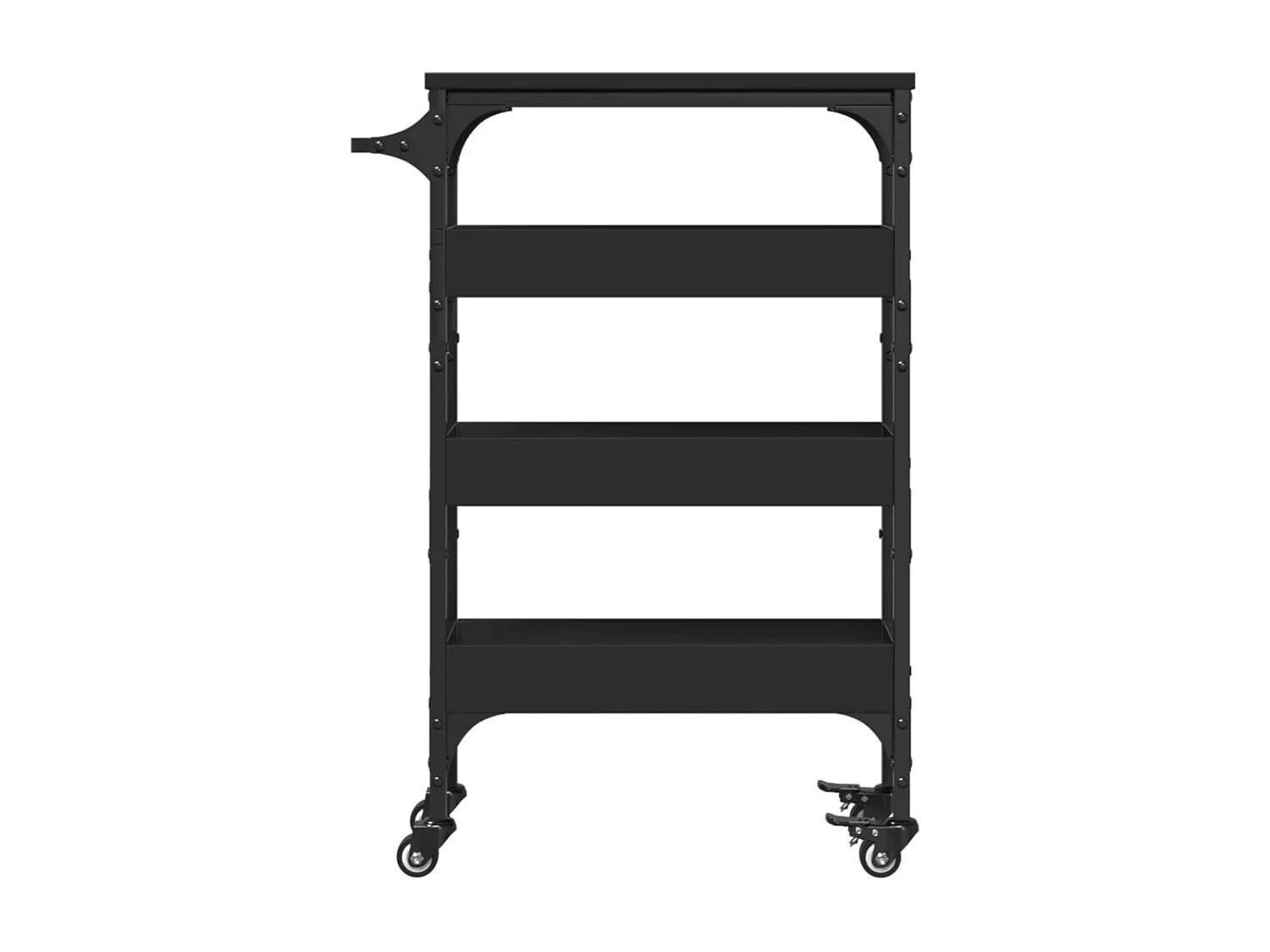 Chariot de cuisine noir 53x20x76 bois d'ingénierie