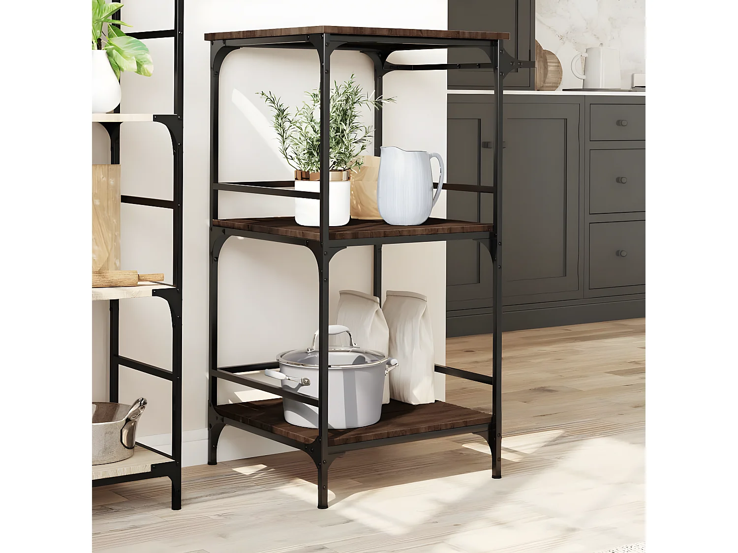 Chariot de cuisine chêne marron 60,5x50x105 bois d'ingénierie