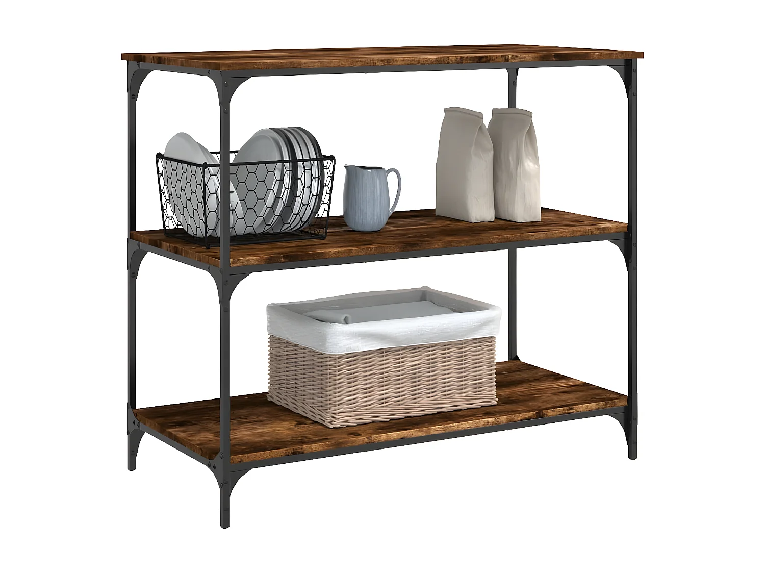 Chariot de cuisine chêne fumé 102x50x95 bois d'ingénierie