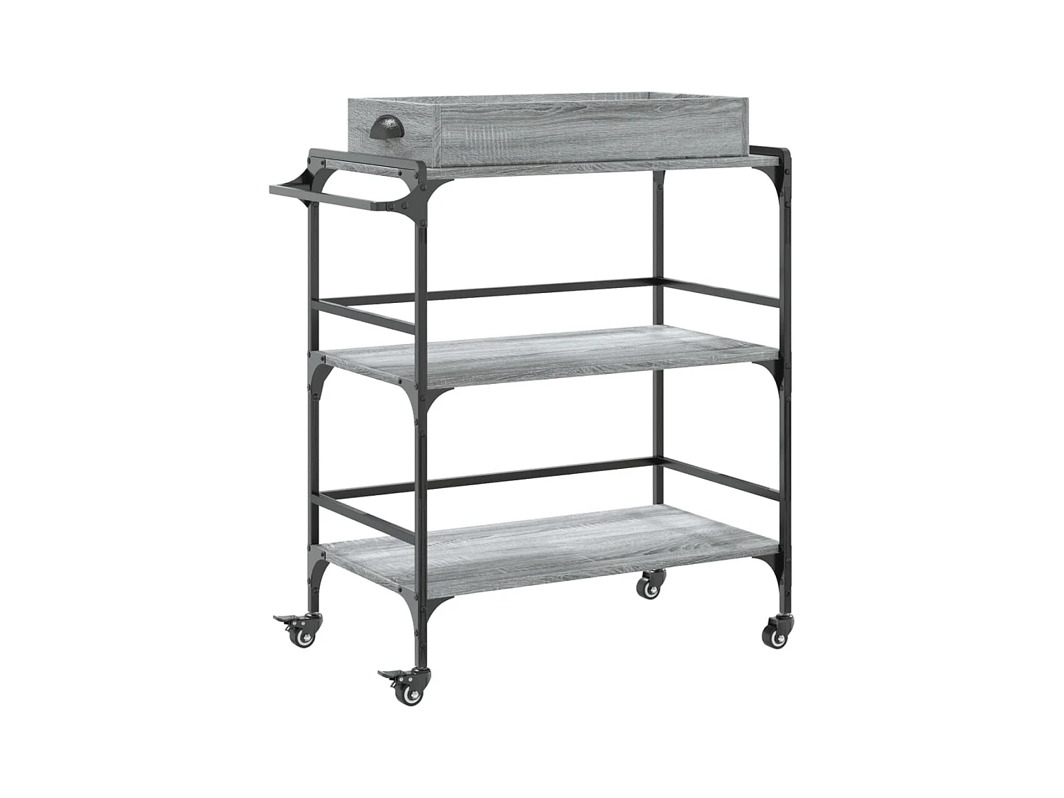 Chariot de cuisine sonoma gris 81,5x41x92,5 bois d'ingénierie