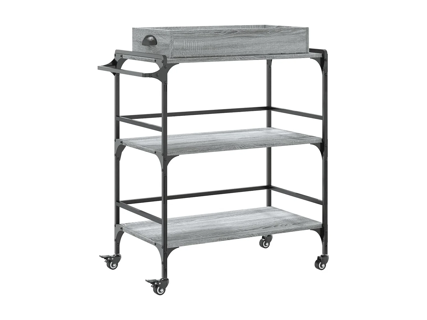 Chariot de cuisine sonoma gris 81,5x41x92,5 bois d'ingénierie
