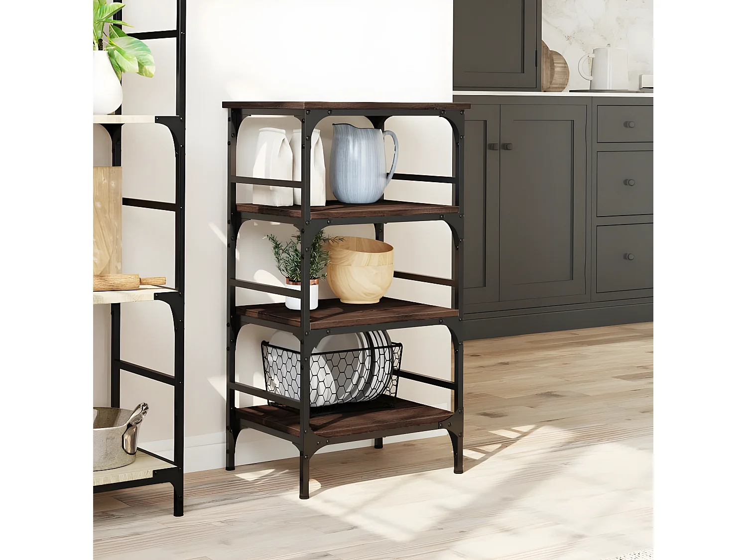 Chariot de cuisine chêne marron 45x35x89,5 bois d'ingénierie