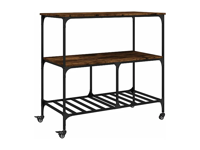 Chariot de cuisine chêne fumé 100x50x95 bois d'ingénierie