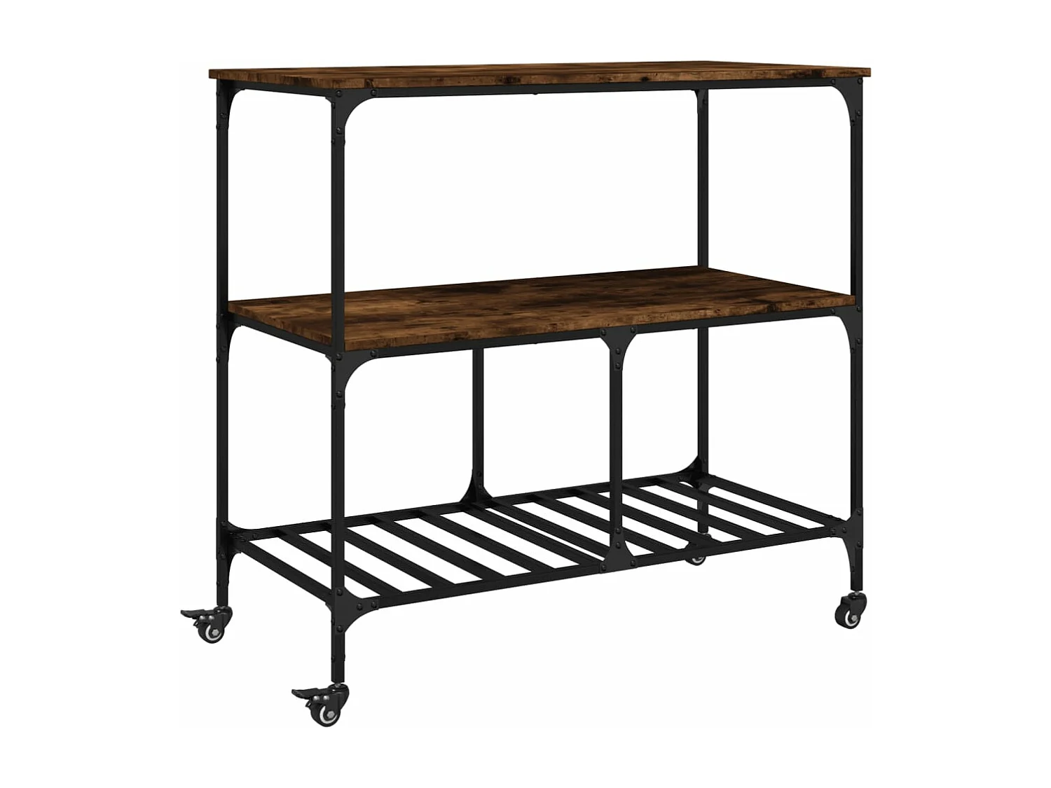 Chariot de cuisine chêne fumé 100x50x95 bois d'ingénierie