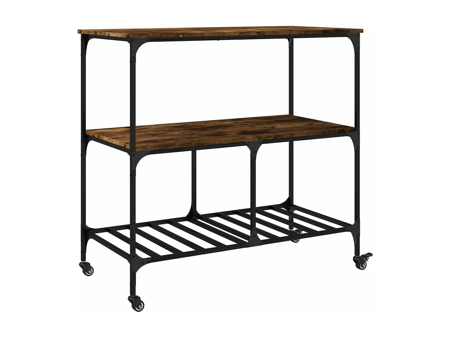 Chariot de cuisine chêne fumé 100x50x95 bois d'ingénierie