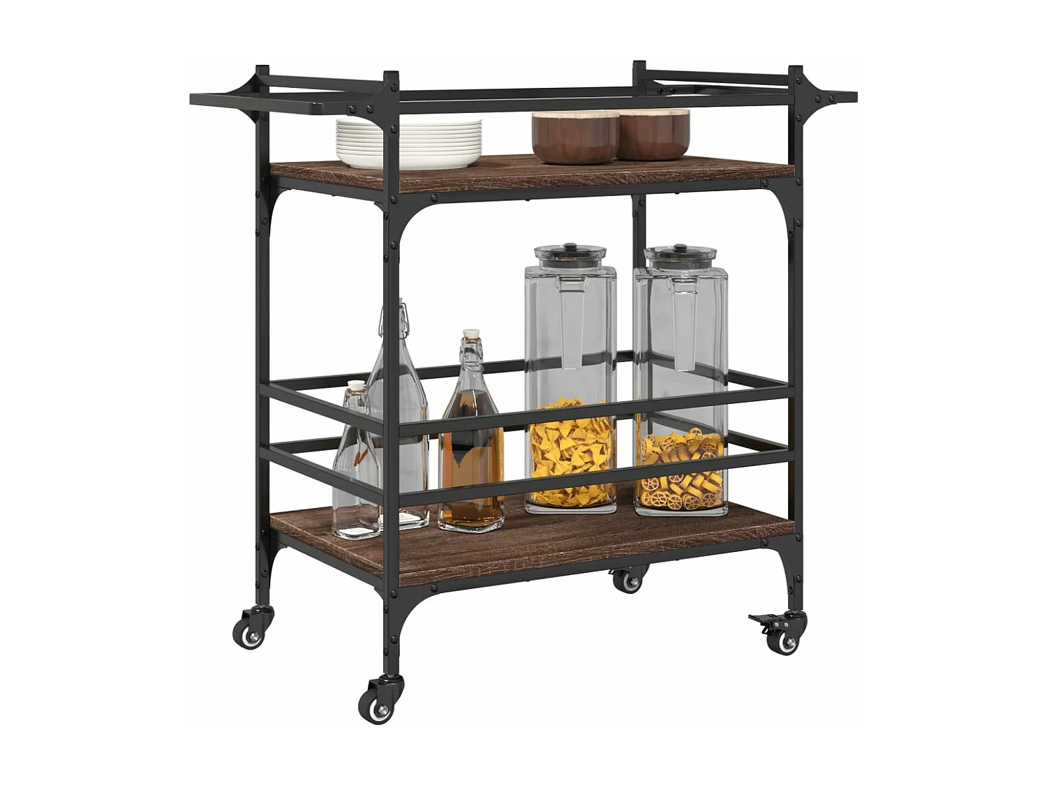 Chariot de cuisine chêne marron 82x40x78,5 bois d'ingénierie